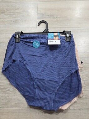 Vanity Fair New Brief Panties Size 5XL Lace Trim Radiant Light & Luxe 3 Pack